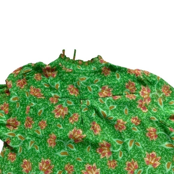 JOIE boho Kelly green floral tie front long sleeve blouse - Picture 10 of 10